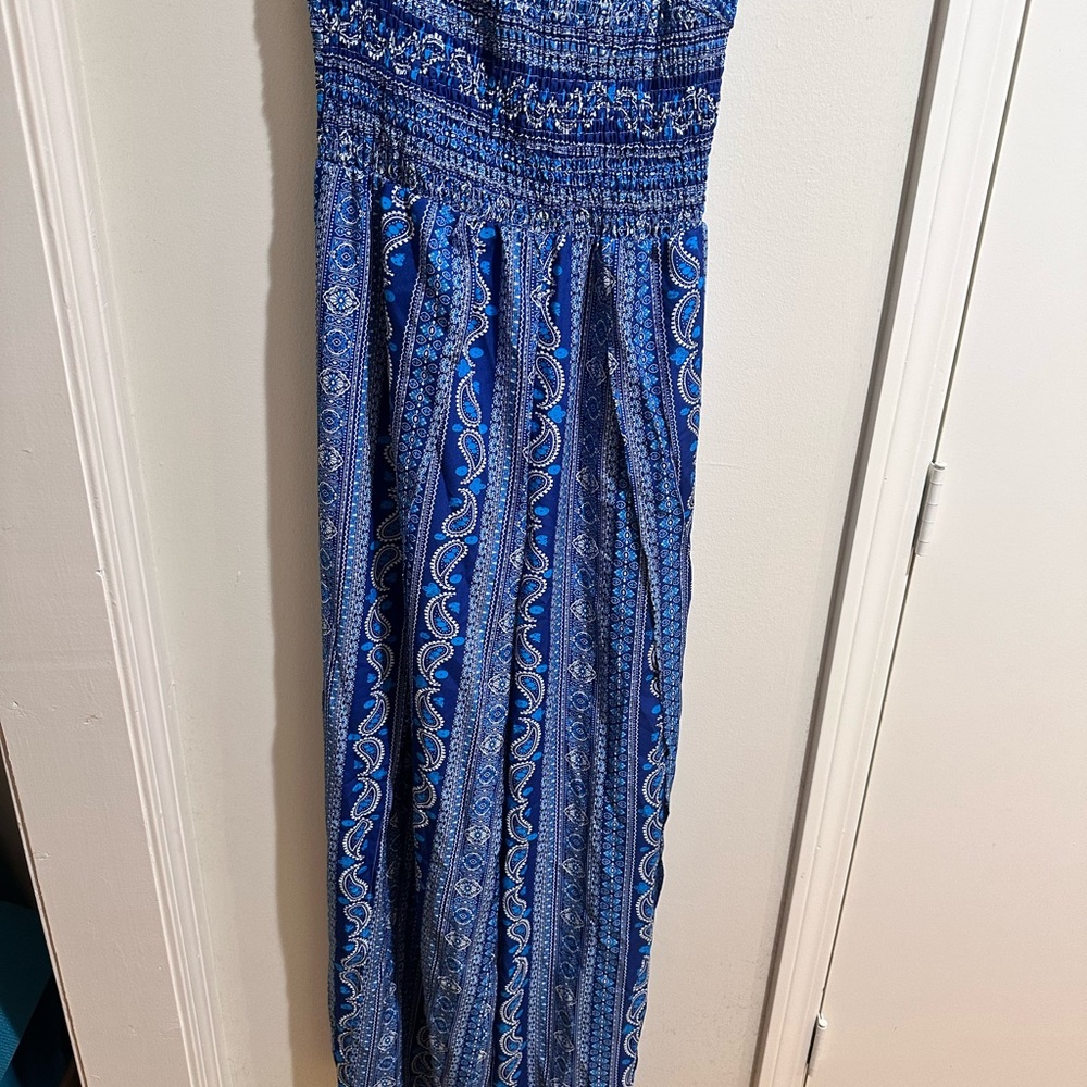 Blue Patterned Maxi StrapLess Romper - Picture 6 of 6
